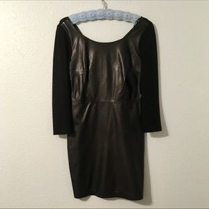 DVF Black Leather Cocktail Dress